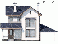 M-110-2P проект двухэтажного коттеджа из пенобетона с гаражом размером 11 на 12 - вид спереди