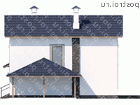 M-110-2P проект двухэтажного коттеджа из пенобетона с гаражом размером 11 на 12 - вид слева