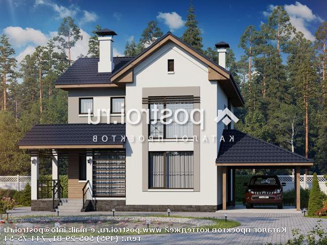 M-110-2P проект двухэтажного коттеджа из пенобетона с гаражом размером 11 на 12