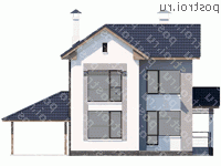 M-110-2P проект двухэтажного коттеджа из пенобетона с гаражом размером 11 на 12 - вид сзади