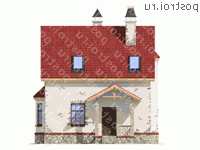 M-112-1S проект одноэтажного каркасного коттеджа с мансардой размером 7 на 10  - вид спереди