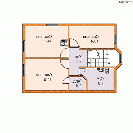 M-112-1S проект одноэтажного каркасного коттеджа с мансардой размером 7 на 10  - мансарда