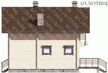 M-115-1D проект одноэтажного деревянного коттеджа из бруса с мансардой размером 8 на 8  - вид слева