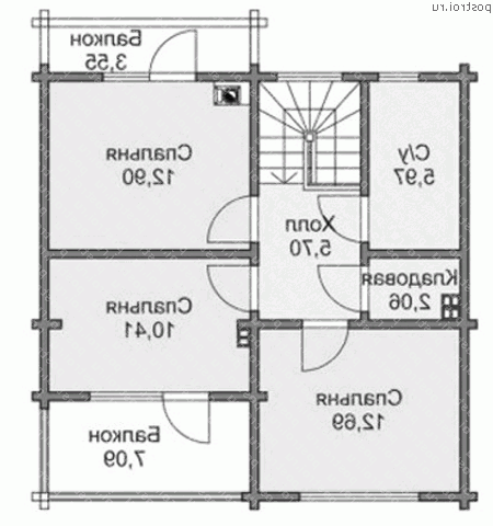 M-115-1D проект одноэтажного деревянного коттеджа из бруса с мансардой размером 8 на 8  - мансарда