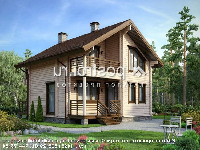 M-115-1D проект одноэтажного деревянного коттеджа из бруса с мансардой размером 8 на 8 