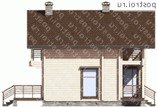 M-115-1D проект одноэтажного деревянного коттеджа из бруса с мансардой размером 8 на 8  - вид справа