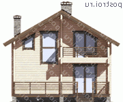 M-115-1D проект одноэтажного деревянного коттеджа из бруса с мансардой размером 8 на 8  - вид сзади