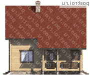 M-121-1D проект одноэтажного деревянного коттеджа из бруса с мансардой размером 9 на 10  - вид слева