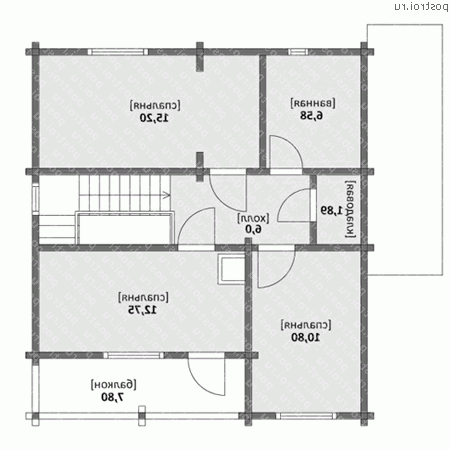 M-121-1D проект одноэтажного деревянного коттеджа из бруса с мансардой размером 9 на 10  - мансарда