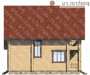 M-121-1D проект одноэтажного деревянного коттеджа из бруса с мансардой размером 9 на 10  - вид справа