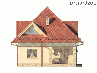 M-124-1P проект одноэтажного коттеджа из газобетона с мансардой размером 11 на 9  - вид спереди