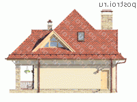 M-124-1P проект одноэтажного коттеджа из газобетона с мансардой размером 11 на 9  - вид слева