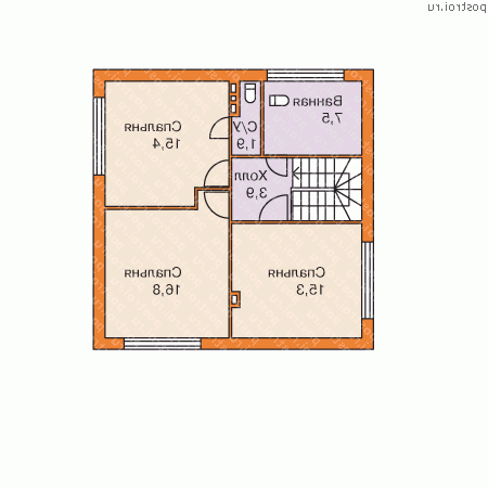 M-124-1P проект одноэтажного коттеджа из газобетона с мансардой размером 11 на 9  - мансарда