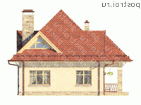 M-124-1P проект одноэтажного коттеджа из газобетона с мансардой размером 11 на 9  - вид справа