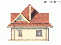 M-124-1P проект одноэтажного коттеджа из газобетона с мансардой размером 11 на 9  - вид сзади