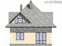 M-124-2P проект одноэтажного коттеджа из газобетона с мансардой размером 9 на 9 - вид сзади M-124-2P проект одноэтажного коттеджа из газобетона с мансардой размером 9 на 9 - вид сзади