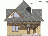 M-125-1P проект одноэтажного коттеджа из газобетона с мансардой размером 9 на 9 - вид спереди