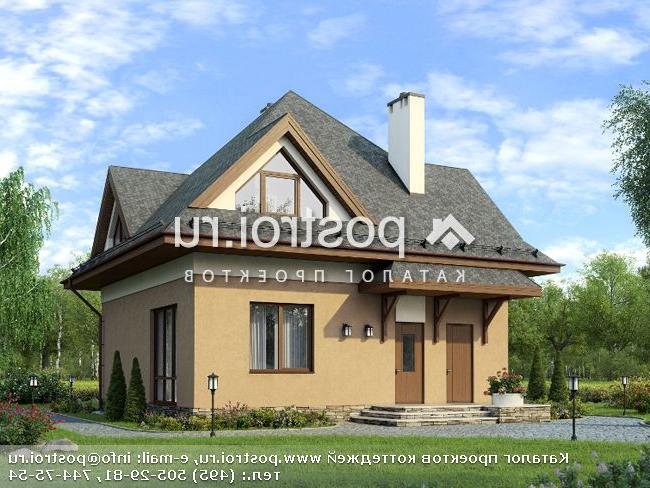 M-125-1P проект одноэтажного коттеджа из газобетона с мансардой размером 9 на 9