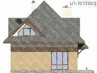 M-125-1P проект одноэтажного коттеджа из газобетона с мансардой размером 9 на 9 - вид справа