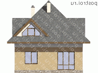 M-125-1P проект одноэтажного коттеджа из газобетона с мансардой размером 9 на 9 - вид сзади