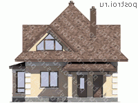 M-125-2P проект одноэтажного коттеджа из газобетона с мансардой размером 9 на 9  - вид спереди