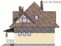 M-125-2P проект одноэтажного коттеджа из газобетона с мансардой размером 9 на 9  - вид слева