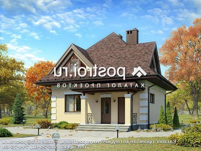 M-125-2P проект одноэтажного коттеджа из газобетона с мансардой размером 9 на 9 