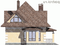 M-125-2P проект одноэтажного коттеджа из газобетона с мансардой размером 9 на 9  - вид справа