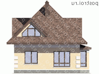 M-125-2P проект одноэтажного коттеджа из газобетона с мансардой размером 9 на 9  - вид сзади