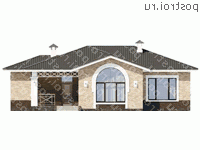 M-127-1P проект одноэтажного коттеджа из газобетона размером 15 на 14 - вид спереди