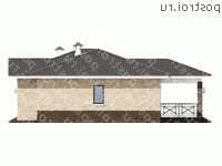M-127-1P проект одноэтажного коттеджа из газобетона размером 15 на 14 - вид слева
