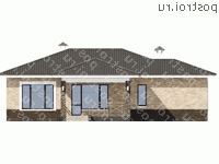 M-127-1P проект одноэтажного коттеджа из газобетона размером 15 на 14 - вид сзади