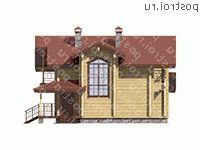 M-137-1D проект одноэтажного деревянного дома из бруса с мансардой размером 9 на 11  - вид слева