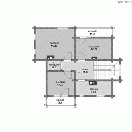M-137-1D проект одноэтажного деревянного дома из бруса с мансардой размером 9 на 11  - мансарда