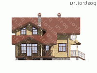 M-137-1D проект одноэтажного деревянного дома из бруса с мансардой размером 9 на 11  - вид справа