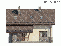 M-143-1P проект одноэтажного дома из газобетона с мансардой размером 11 на 11 - вид слева