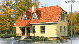 M-156-1P проект одноэтажного коттеджа из пеноблоков с мансардой размером 8 на 12 - вид спереди