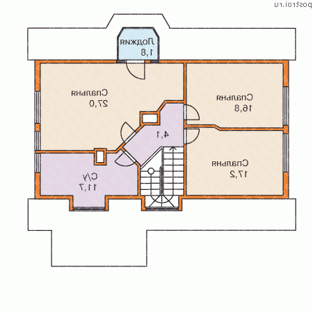 M-156-1P проект одноэтажного коттеджа из пеноблоков с мансардой размером 8 на 12 - мансарда