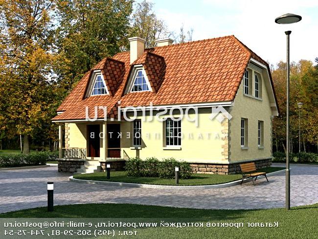 M-156-1P проект одноэтажного коттеджа из пеноблоков с мансардой размером 8 на 12