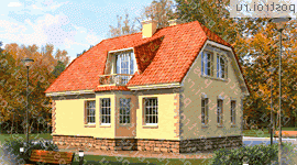 M-156-1P проект одноэтажного коттеджа из пеноблоков с мансардой размером 8 на 12 - вид сзади