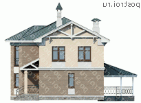 M-167-2P проект двухэтажного дома из пеноблоков размером 12 на 10 - вид слева