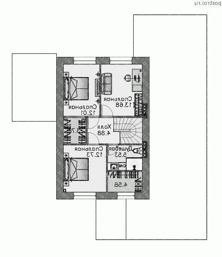 M-170-1P проект двухэтажного дома из пеноблоков с гаражом размером 17 на 14  - 2-й этаж