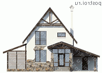 M-170-1P проект двухэтажного дома из пеноблоков с гаражом размером 17 на 14  - вид спереди