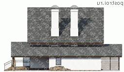 M-170-1P проект двухэтажного дома из пеноблоков с гаражом размером 17 на 14  - вид слева