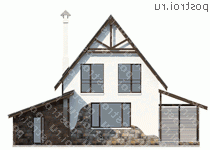 M-170-1P проект двухэтажного дома из пеноблоков с гаражом размером 17 на 14  - вид сзади