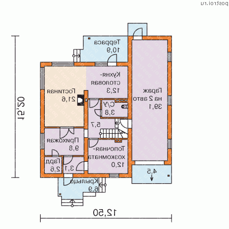 M-188-1P проект одноэтажного дома из пеноблоков с мансардой и гаражом размером 15 на 13  - 1-й этаж