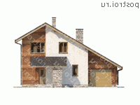 M-188-1P проект одноэтажного дома из пеноблоков с мансардой и гаражом размером 15 на 13  - вид спереди