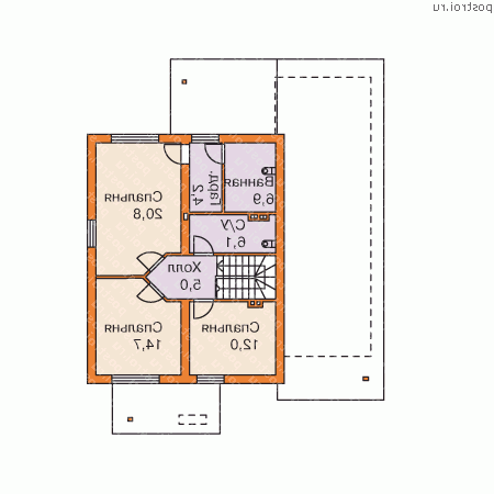 M-188-1P проект одноэтажного дома из пеноблоков с мансардой и гаражом размером 15 на 13  - мансарда