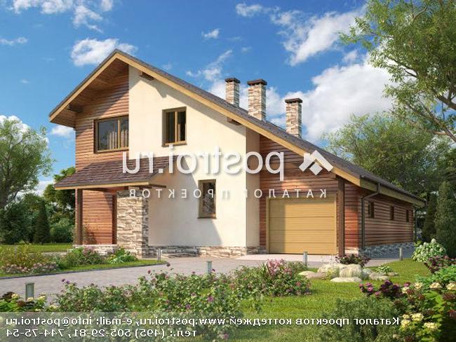 M-188-1P проект одноэтажного дома из пеноблоков с мансардой и гаражом размером 15 на 13 