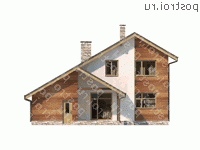 M-188-1P проект одноэтажного дома из пеноблоков с мансардой и гаражом размером 15 на 13  - вид сзади